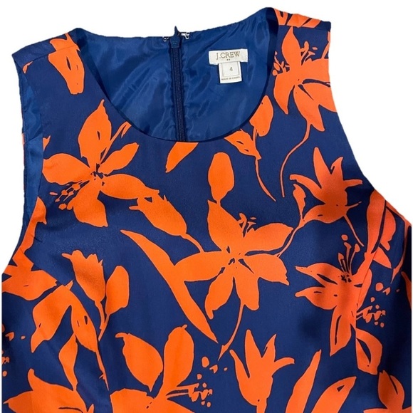 J. Crew Fit and Flare Sleeveless Lightweight Cocktail Dress Blue + Orange size 4 - Picture 3 of 4